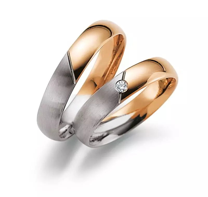 Eheringe Set, Weißgold/Roségold, 4,5 mm, Brillanten