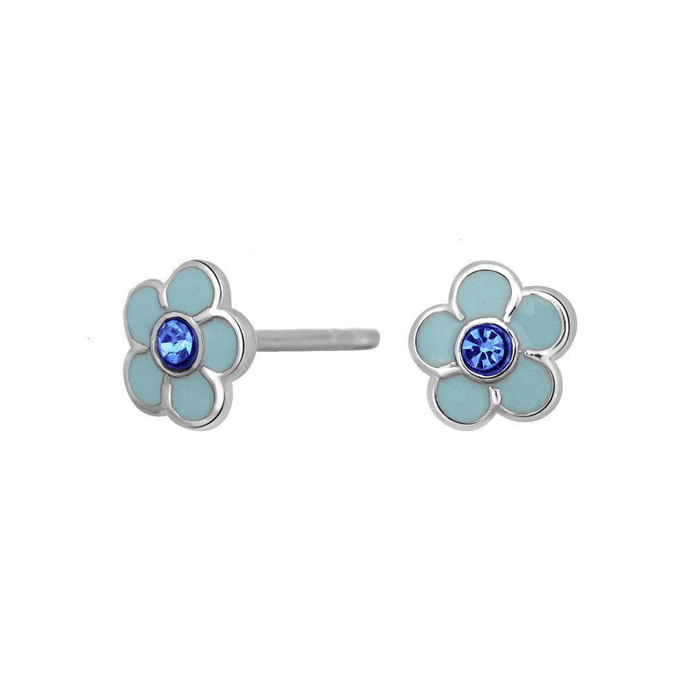 NOA Kids Ohrstecker, Blume, Sterlingsilber, blaue Emaille