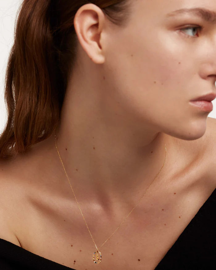 Halskette G Buchstabe, Sterlingsilber vergoldet