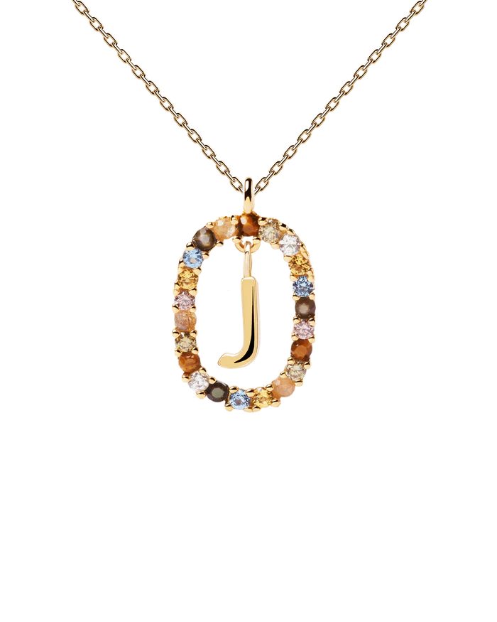 Halskette J Buchstabe, Sterlingsilber vergoldet