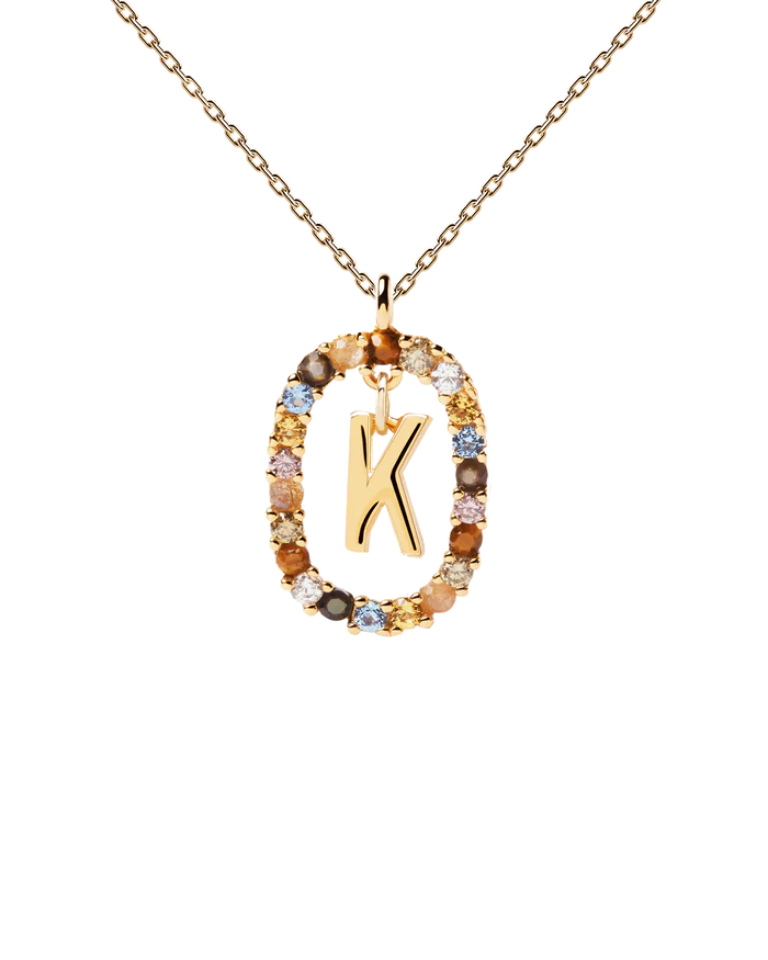 Halskette K Buchstabe, Sterlingsilber vergoldet