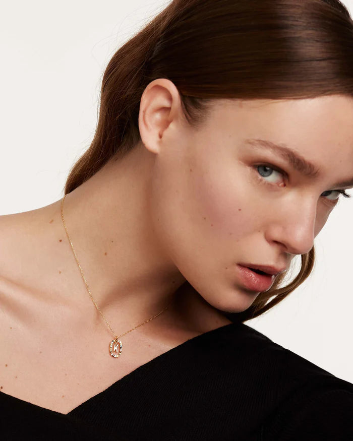 Halskette K Buchstabe, Sterlingsilber vergoldet