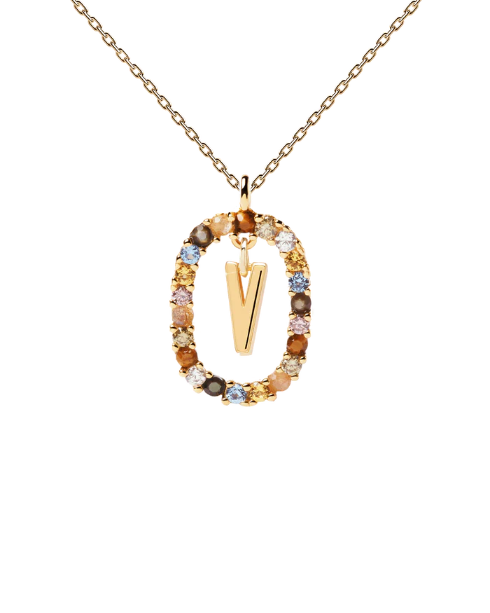 Halskette V Buchstabe, Sterlingsilber vergoldet