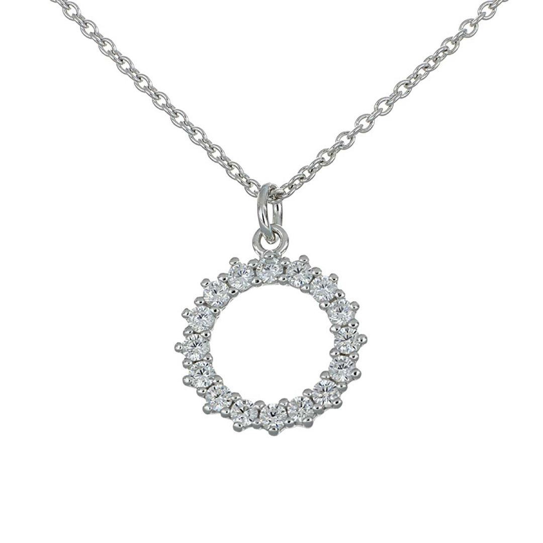 Collier 16 Zirkonia, Kreis, Sterlingsilber, 40/42/45cm