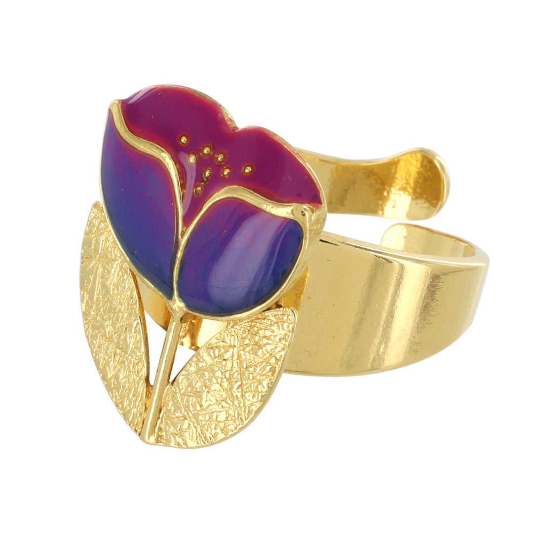 Ring mit Blumenmotiv lila - Crocus