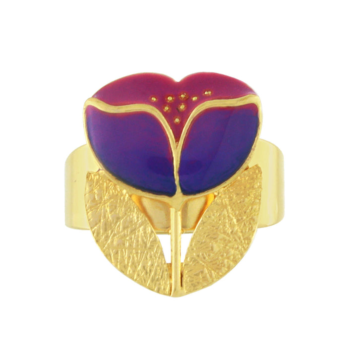 Ring mit Blumenmotiv lila - Crocus