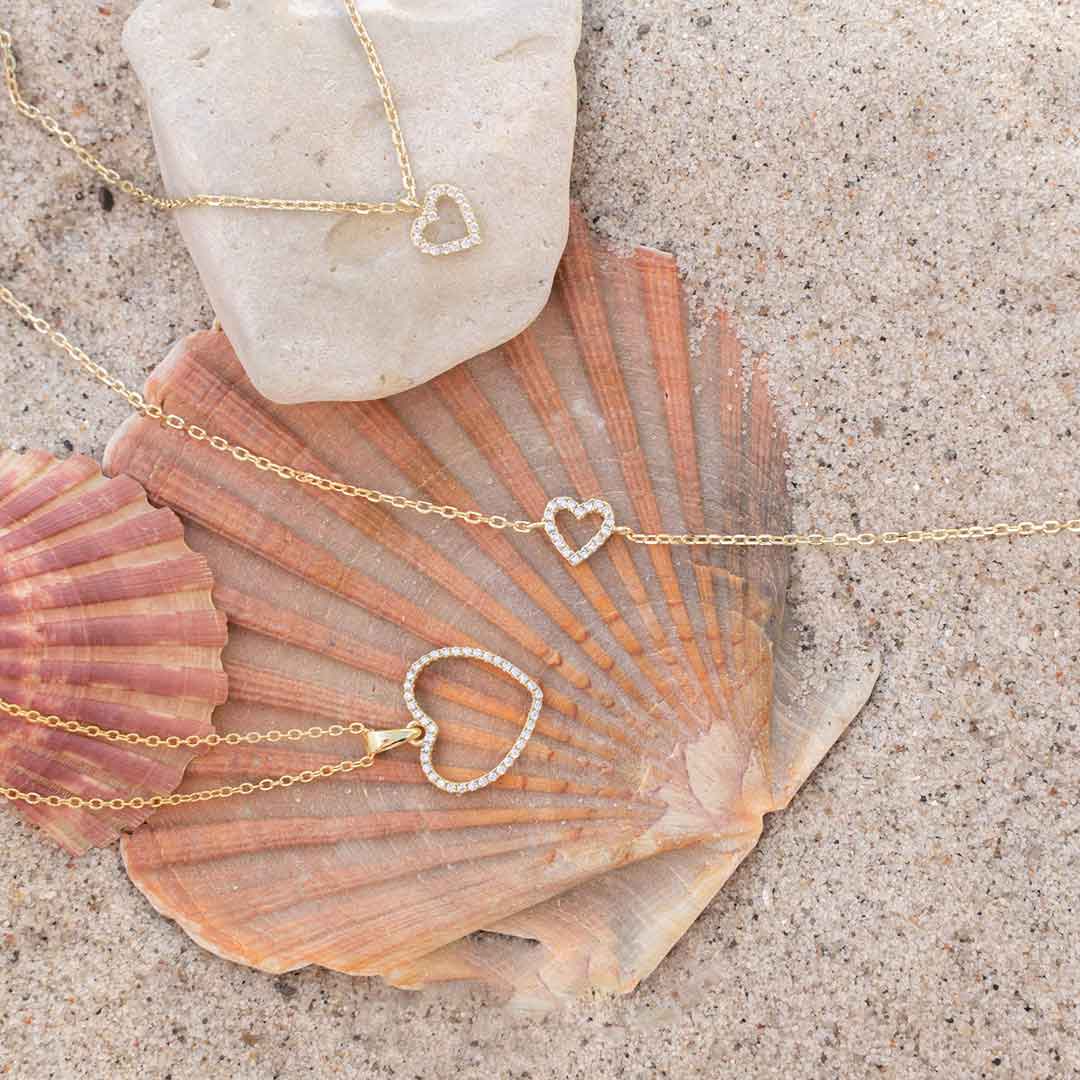 Joanli Nor Armband AIDA Herz 7mm 17+3cm, vergoldet