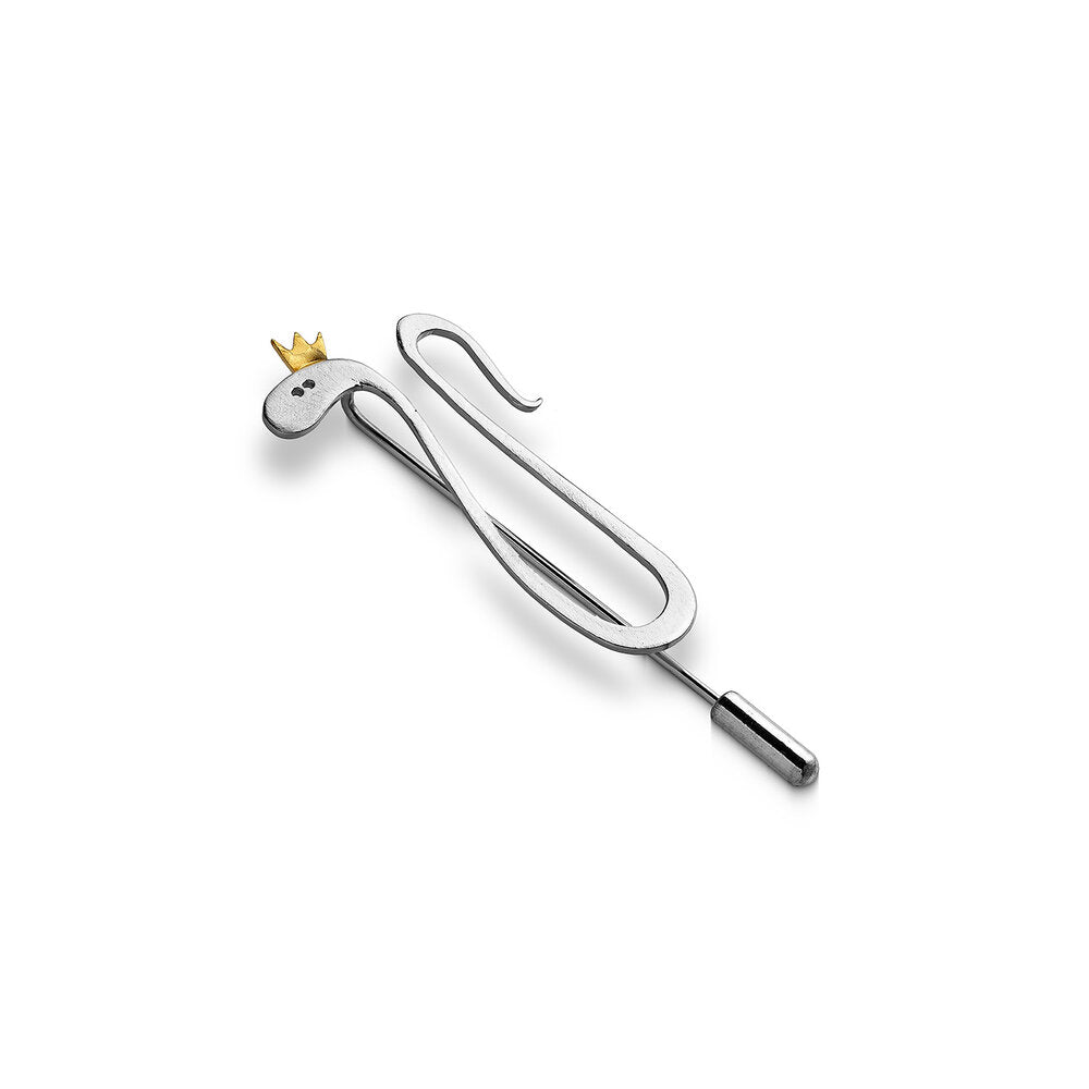 Brosche Sterlingsilber "Snake with a crown"