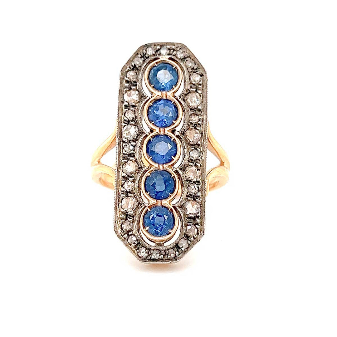 Damenring 585 Roségold, Safire und Brillanten
