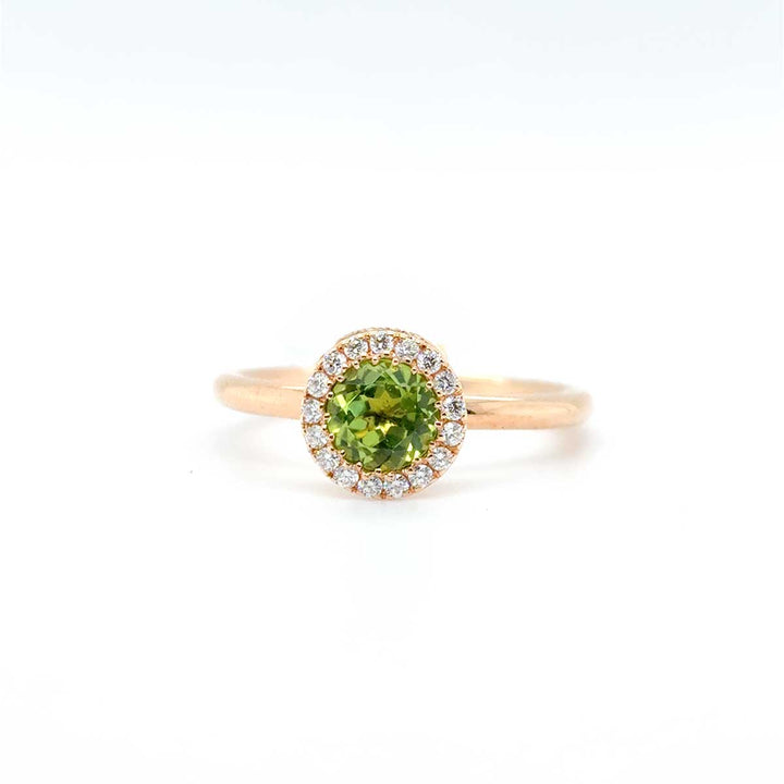 Ring 750 Roségold, Peridot und Brillanten