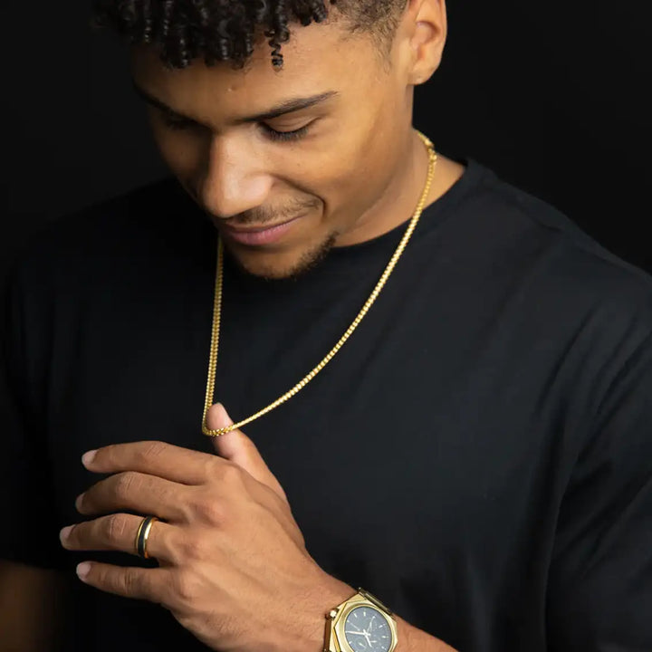 3-mm-Fuchsschwanz-Halskette aus Edelstahl mit 18-Karat-Vergoldung