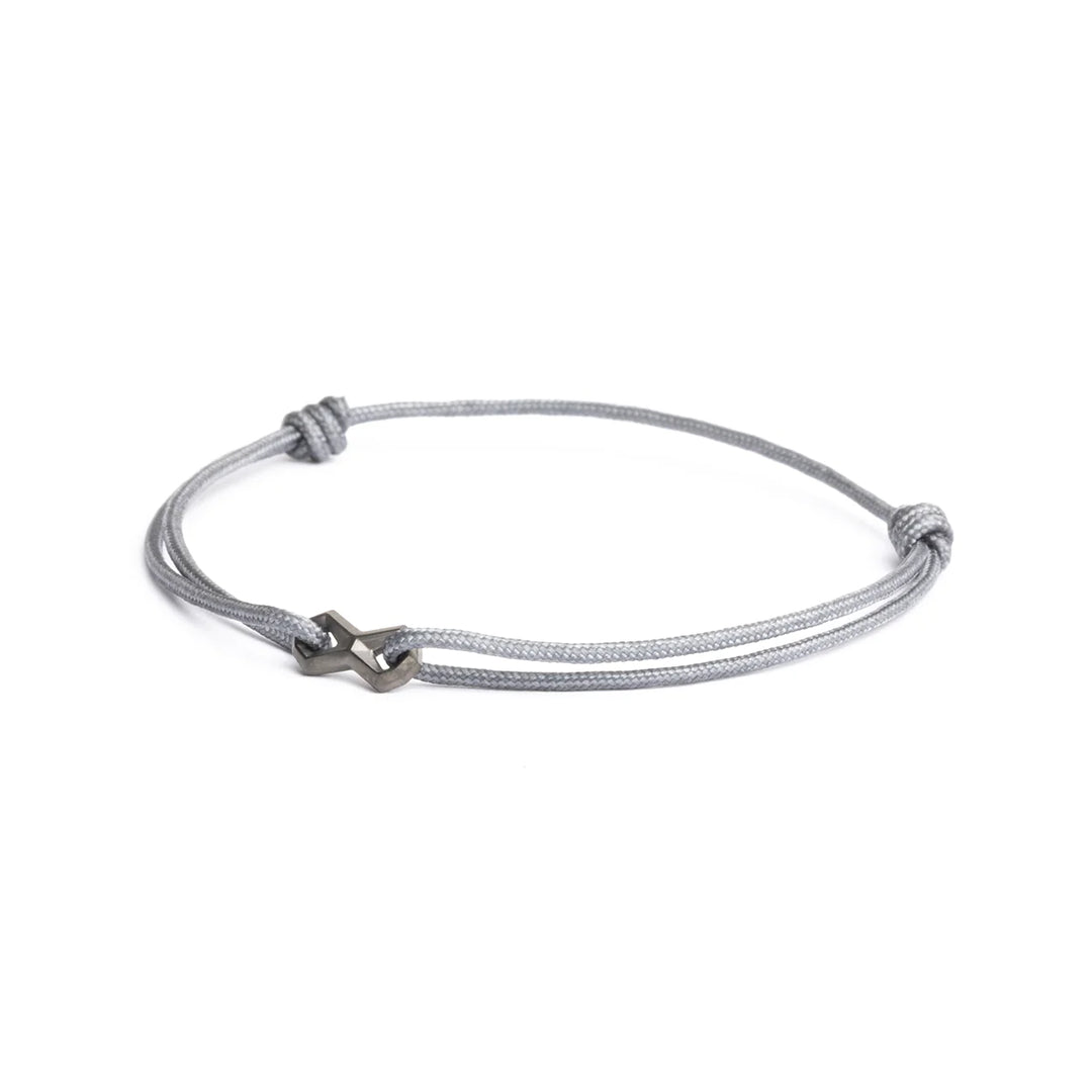 Nylonarmband 1,5 mm, grau, Infinity-Zeichen schwarz