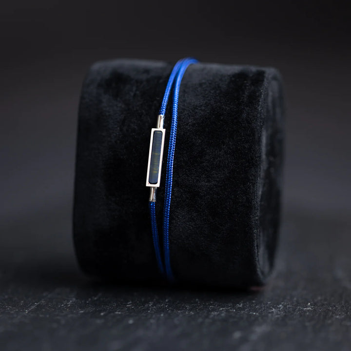 blaues Nylonarmband, 1,5 mm, blauer Tigerauge-Stein