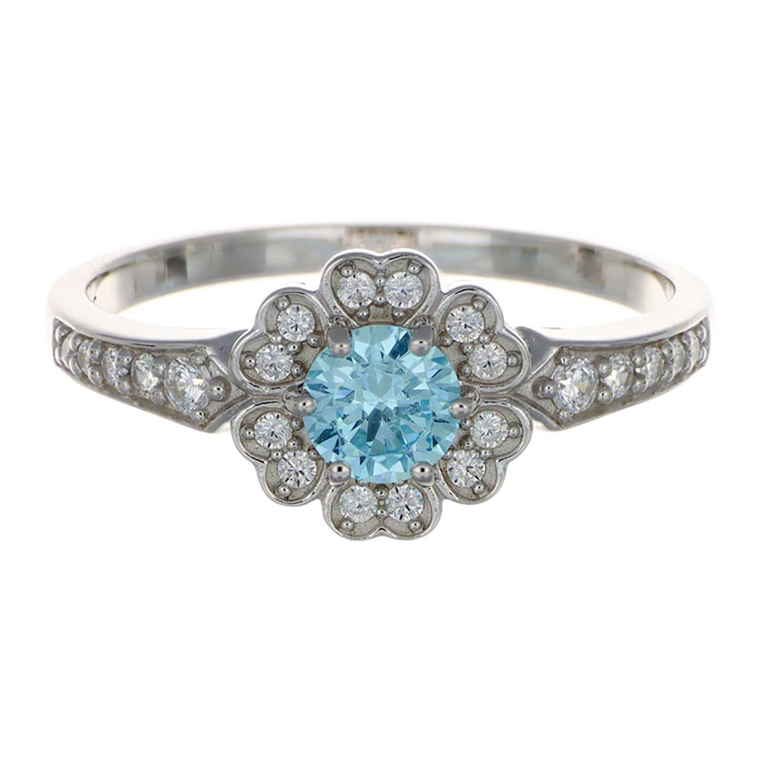 Silberring 22 Zirkonia, 1 Zirkonia blau