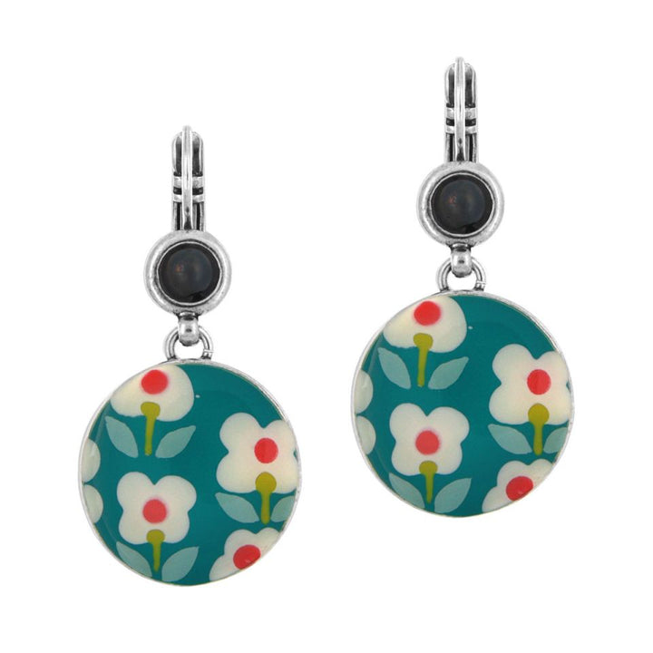 Ohrringe Tweed 3,2 cm - Blumenmotiv