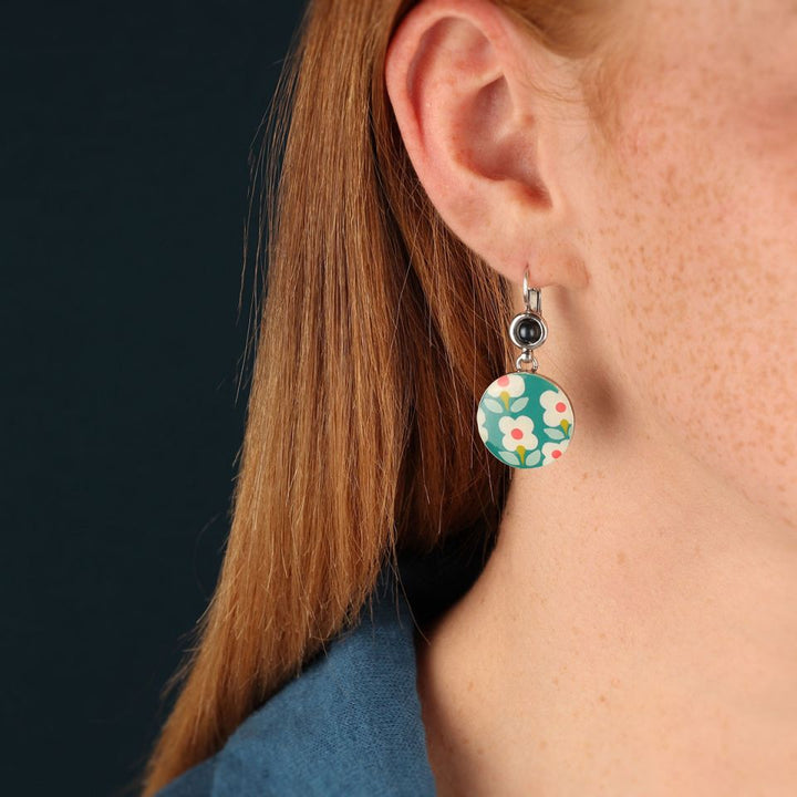 Ohrringe Tweed 3,2 cm - Blumenmotiv