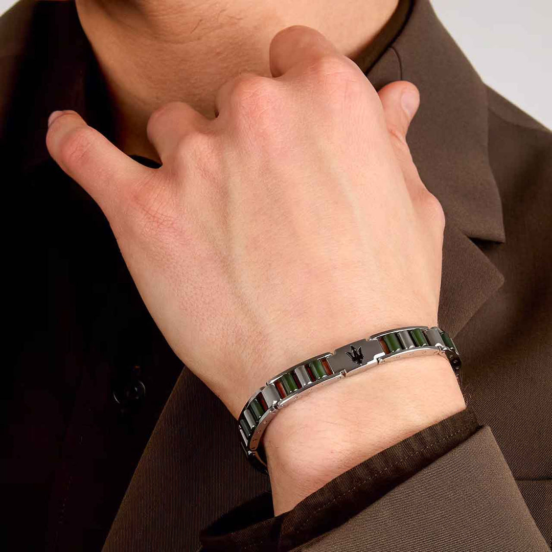Maserati Herrenarmband, Edelstahl, Keramik grün