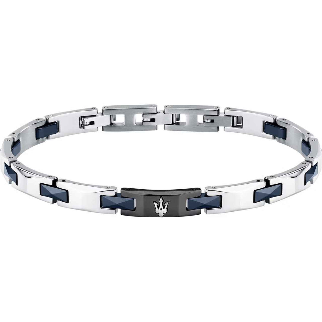 Maserati Herrenarmband, Edelstahl, Keramik blau/schwarz