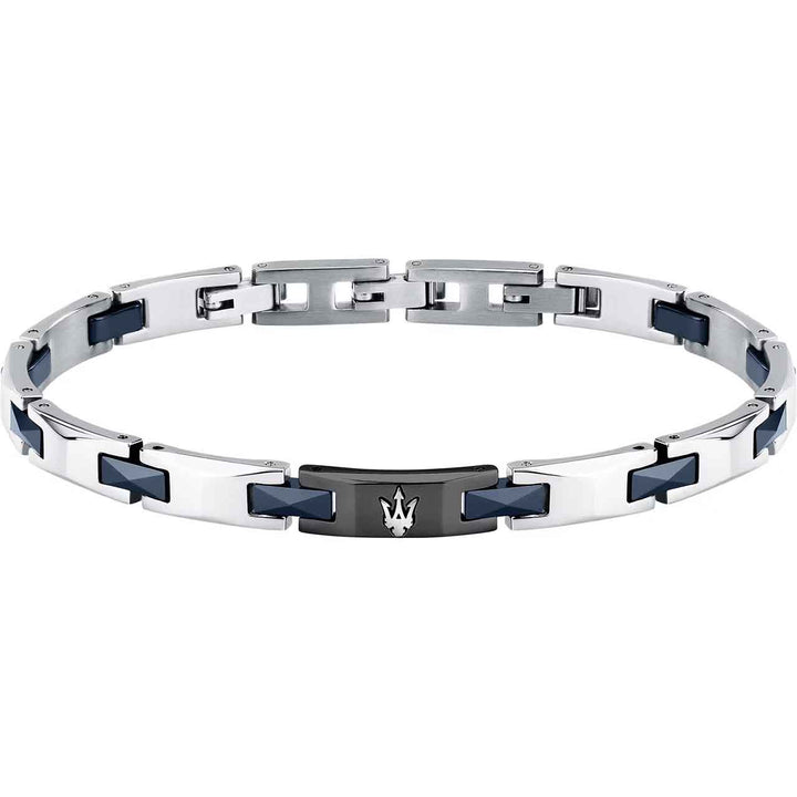 Maserati Herrenarmband, Edelstahl, Keramik blau/schwarz