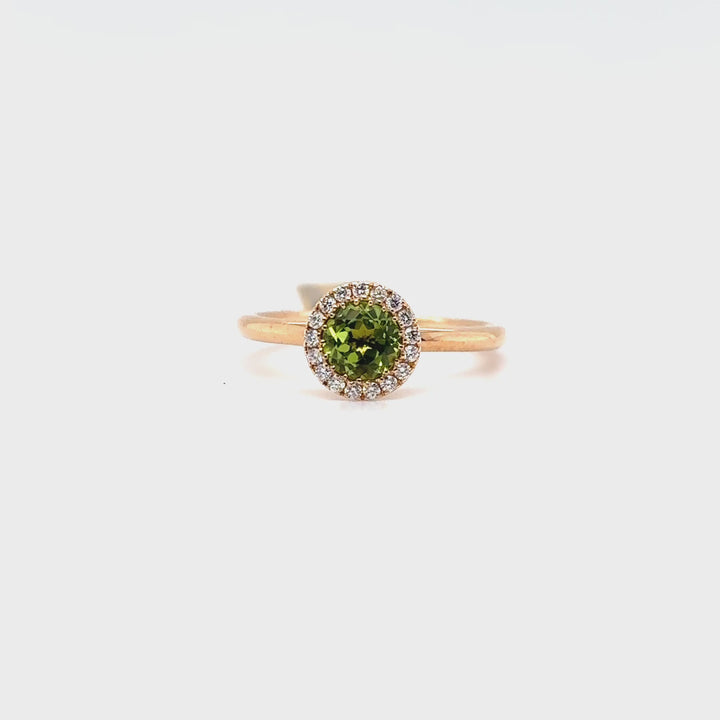 Ring 750 Roségold, Peridot und Brillanten