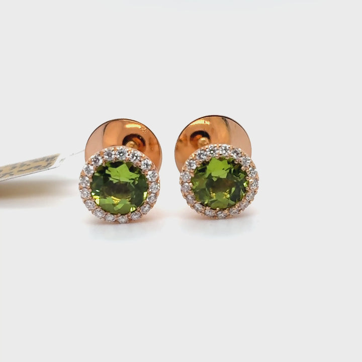 Ohrstecker 750 Roségold, Peridot und Brillanten