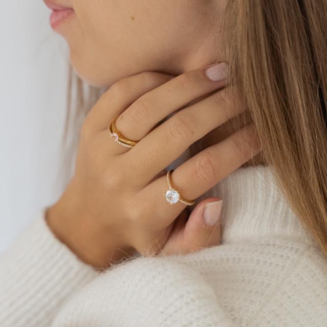 Joanli Nor Ring HELENNOR Sterlingsilber vergoldet, Zirkonia rosa