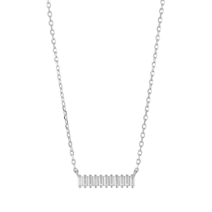 Joanli Nor rhodinierte Silber Halskette AGGA mit Zirkonia 17mm - My Fine Jewellery