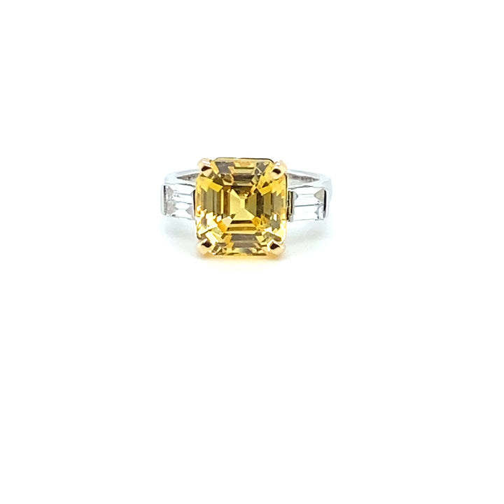 Ring Platin 950, 750 Gelbgold Safir gelb Diamant