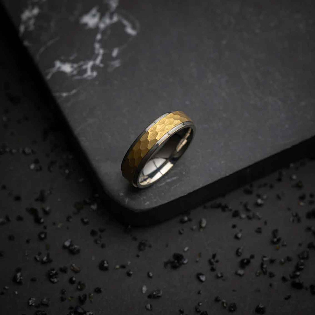 Titanring Herren, 6 mm, Silber- und Gold-Finish