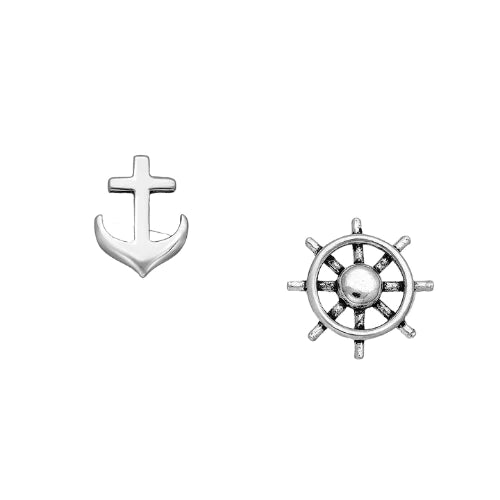 Ohrstecker Anker und Steuerrad, 925 Sterlingsilber