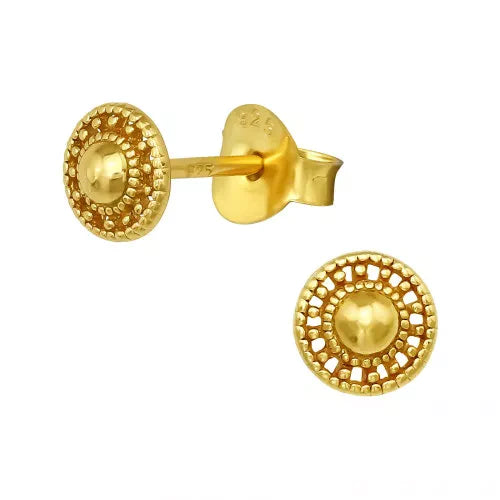Ohrstecker Sun Circle, Sterlingsilber vergoldet