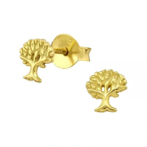 Ohrstecker Tree of Life, Sterlingsilber vergoldet