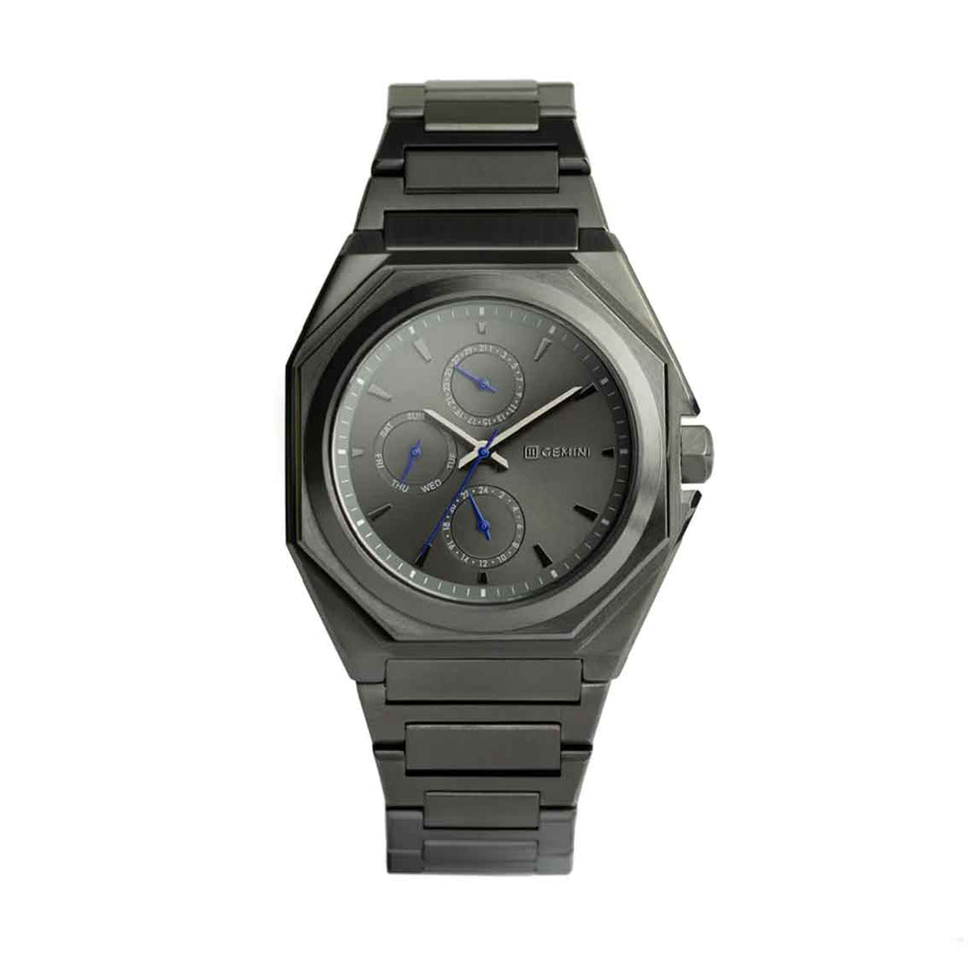 Gemini Herrenuhr Edelstahl Dunkelgrau