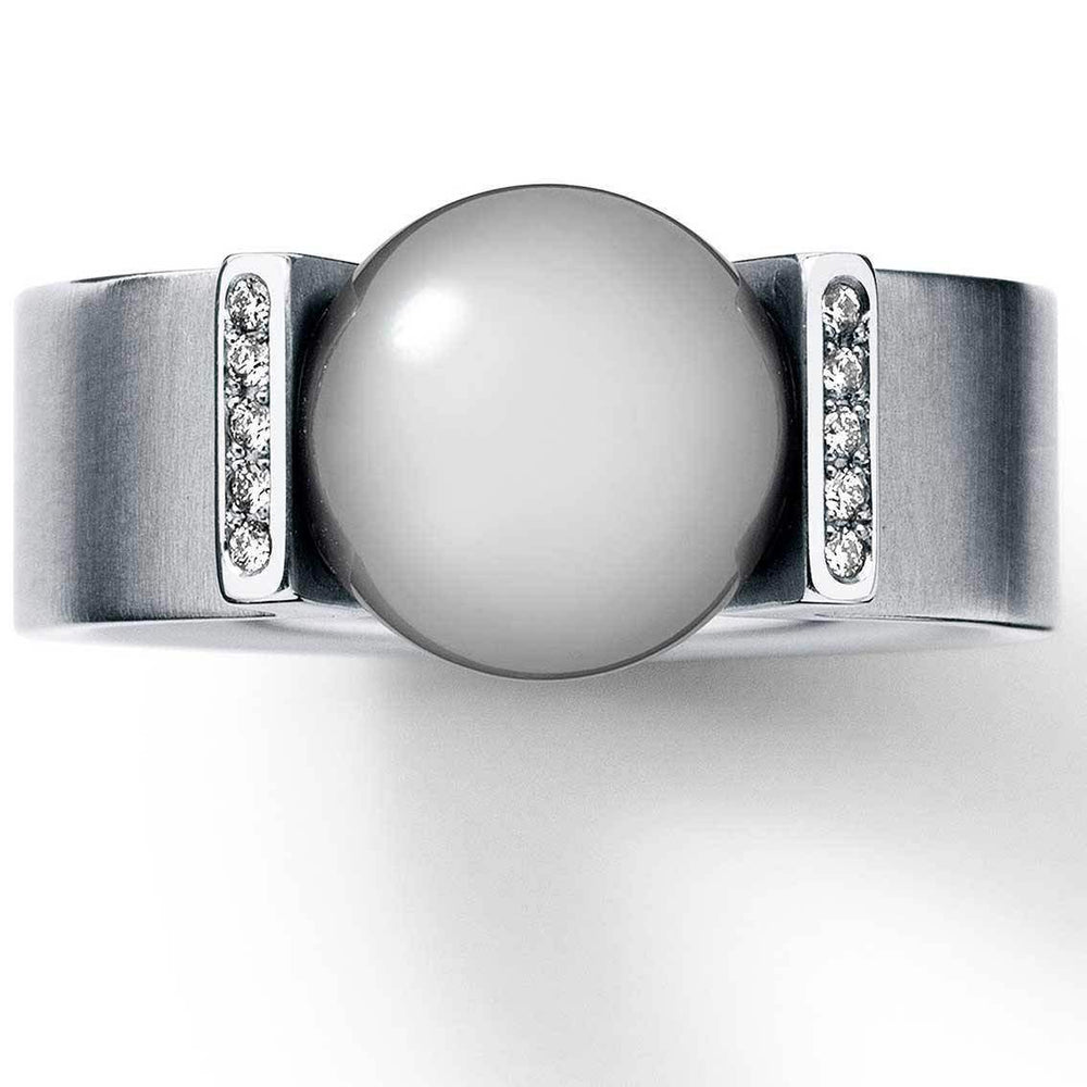 Humphrey Ring VICTORY Edelstahl 7 mm, Perle eingespannt - My Fine Jewellery