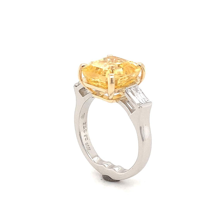 Ring Platin 950, 750 Gelbgold Safir gelb Diamant