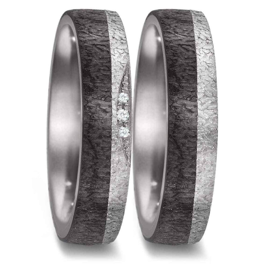 Teno Eheringe Tantal, Carbon, Diamant 0,018 ct - My Fine Jewellery