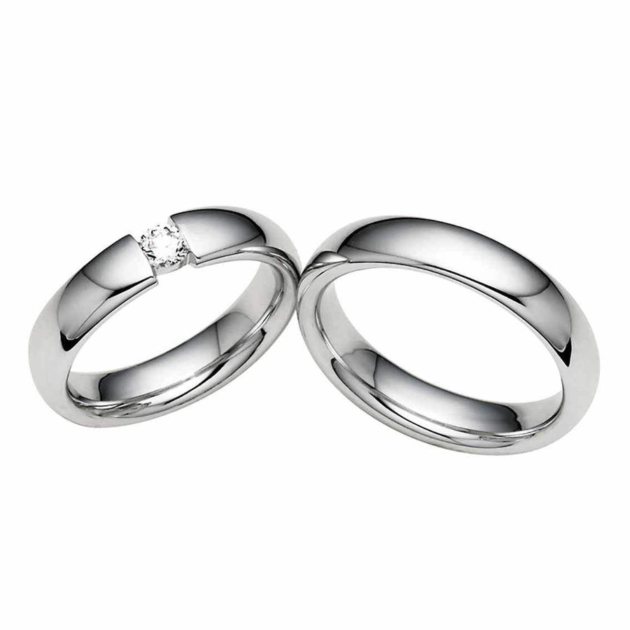 Eheringe Set, 4 mm, Weißgold, Brillanten - My Fine Jewellery