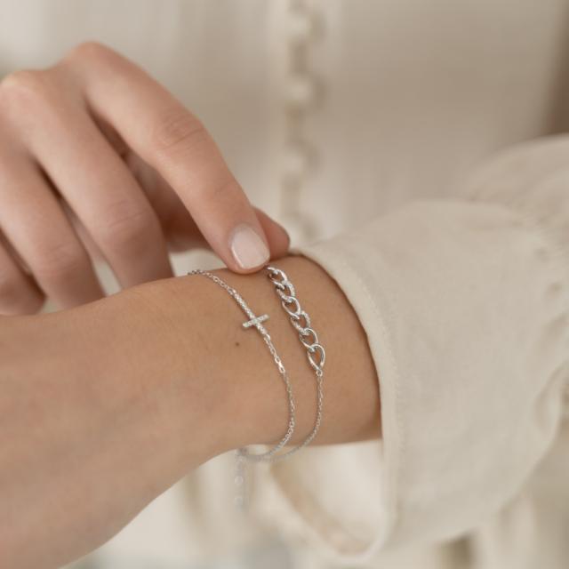 Rhodiniertes Silber Armband ALAINE 17 cm