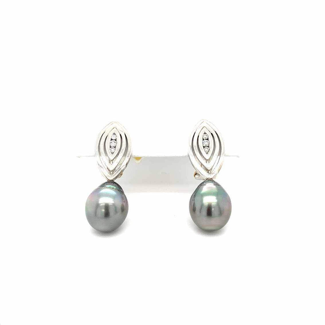 Ohrstecker/Clip, Thahitiperlen Brilliant, Weißgold - My Fine Jewellery