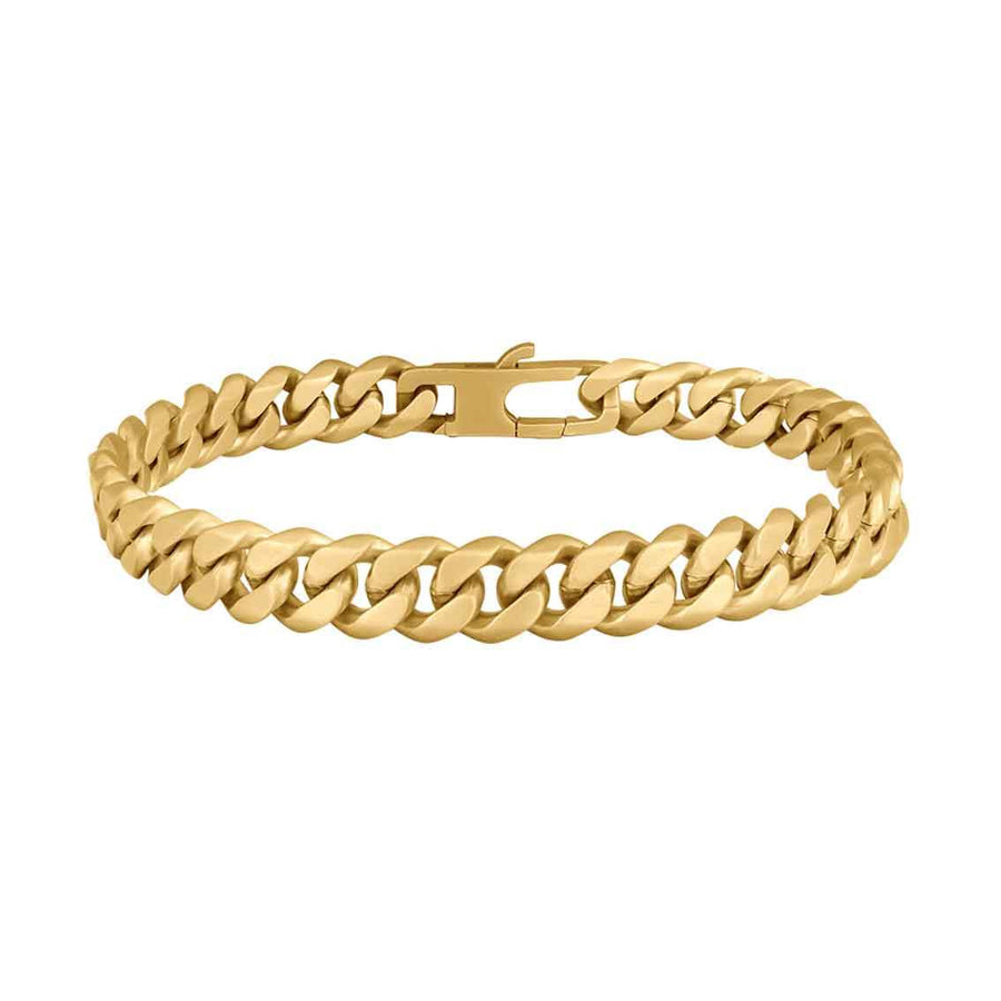 SON Armband STAHL Panzer vergoldet gebürstet 19cm - My Fine Jewellery