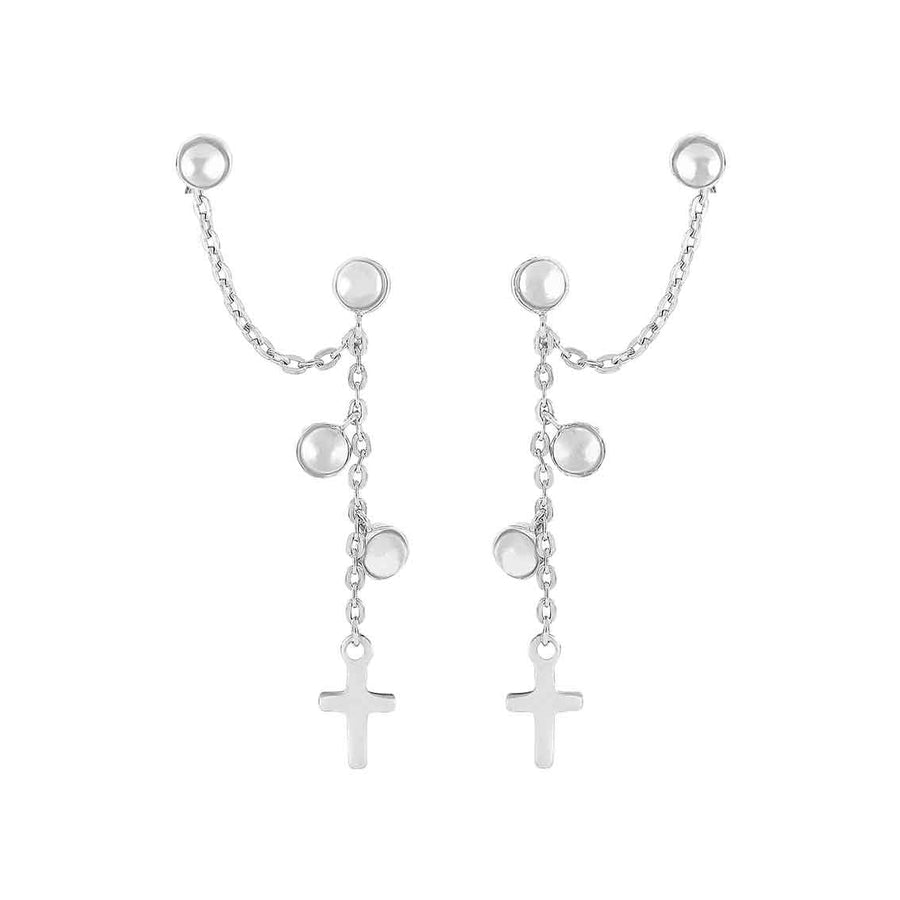 Nordahl Andersen rhodinierte Silber Ohrringe CROSS52 Quarz