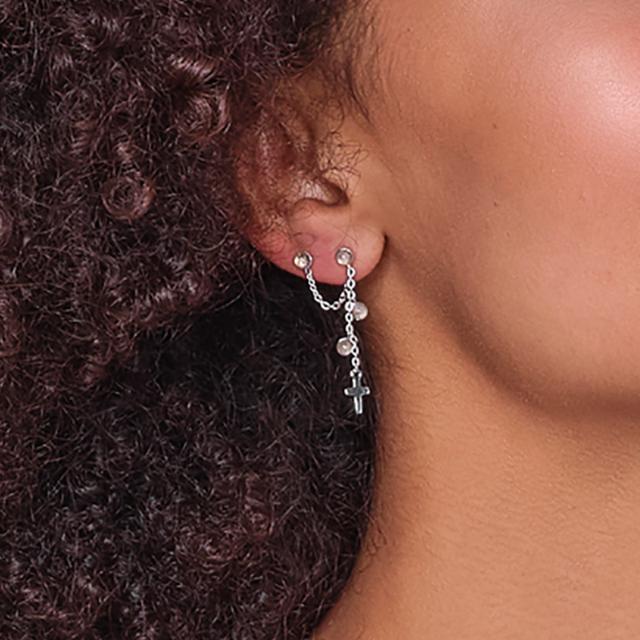 Nordahl Andersen rhodinierte Silber Ohrringe CROSS52 Quarz