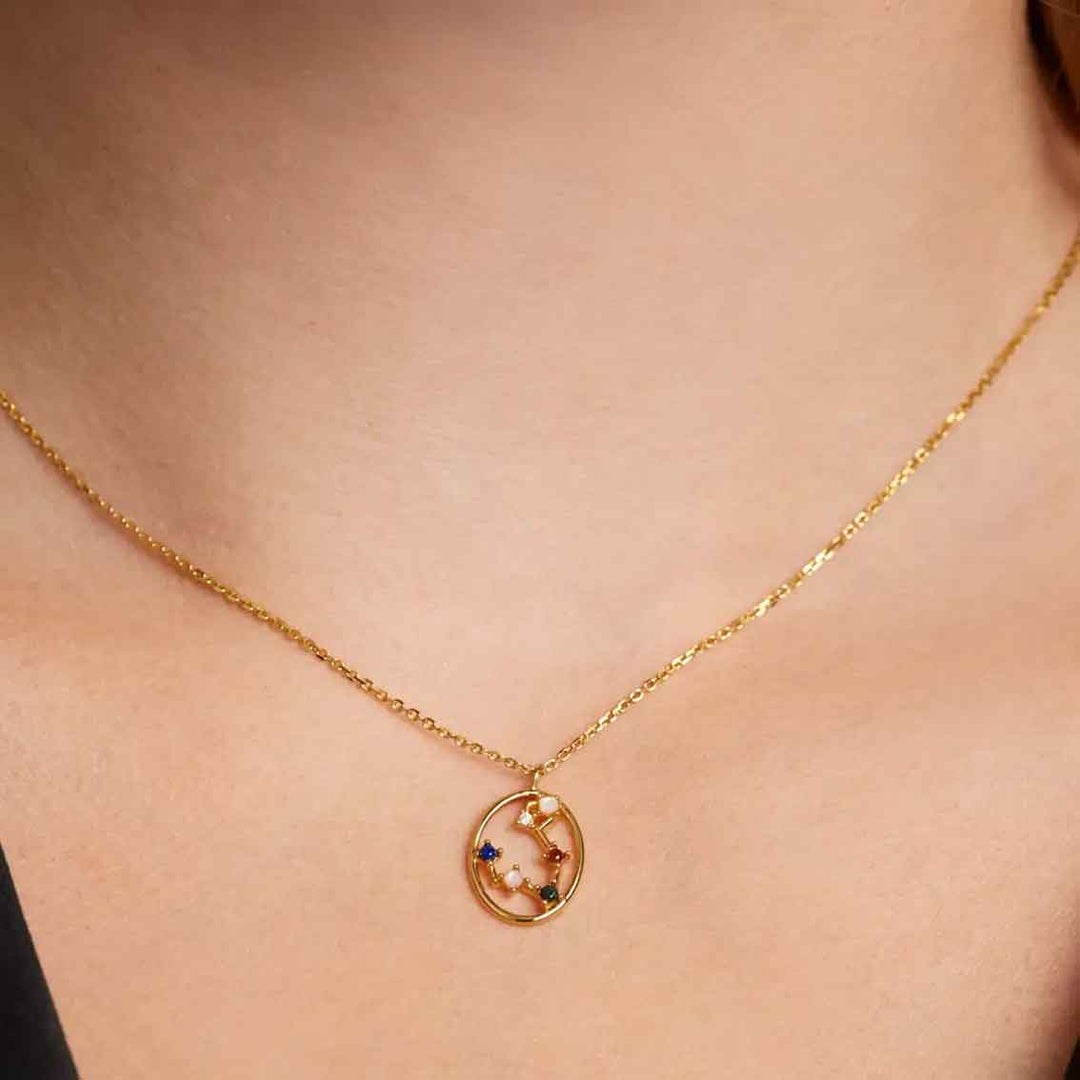 Halskette Fische, Sterlingsilber vergoldet, Tierkreiszeichen