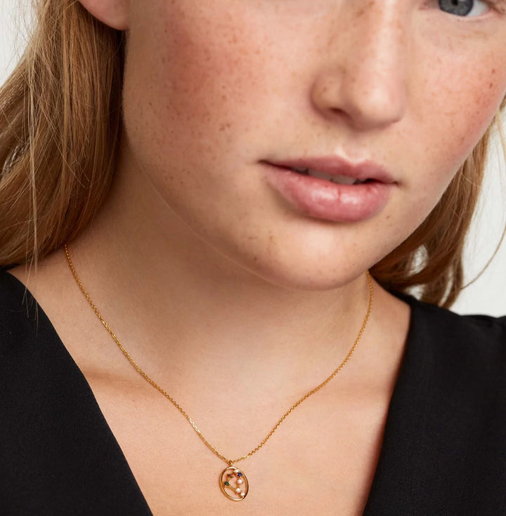 Halskette Steinbock, Sterlingsilber vergoldet, Tierkreiszeichen