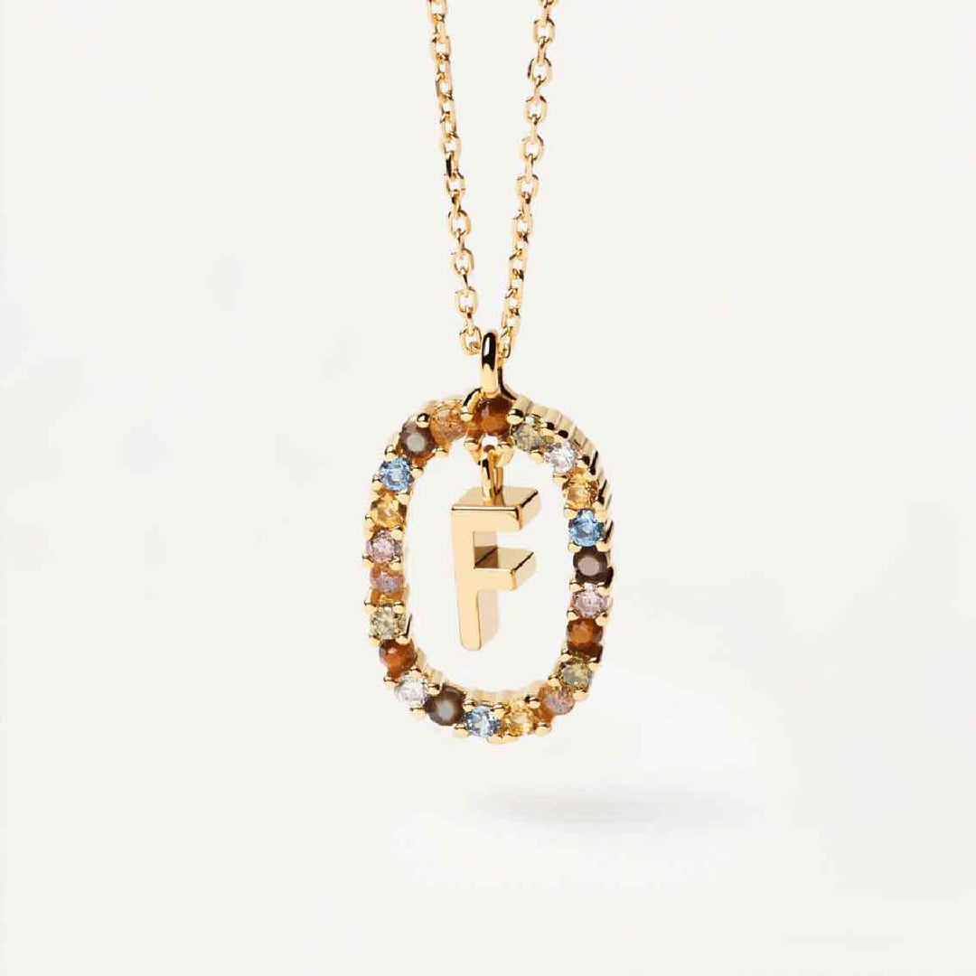 Halskette F Buchstabe, Sterlingsilber vergoldet - My Fine Jewellery