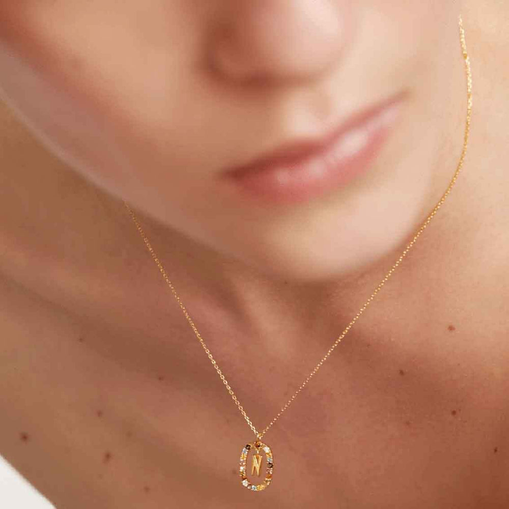 Halskette N Buchstabe, Sterlingsilber vergoldet - My Fine Jewellery