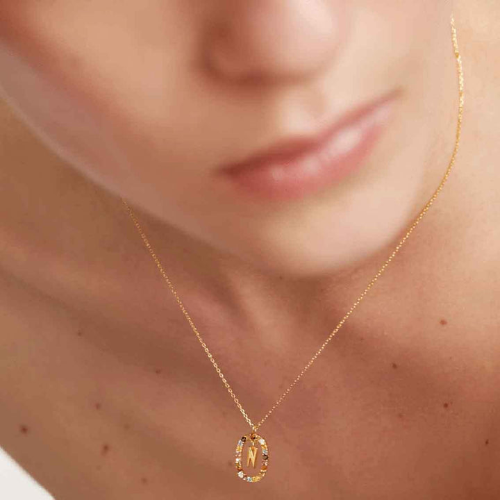 Halskette N Buchstabe, Sterlingsilber vergoldet - My Fine Jewellery