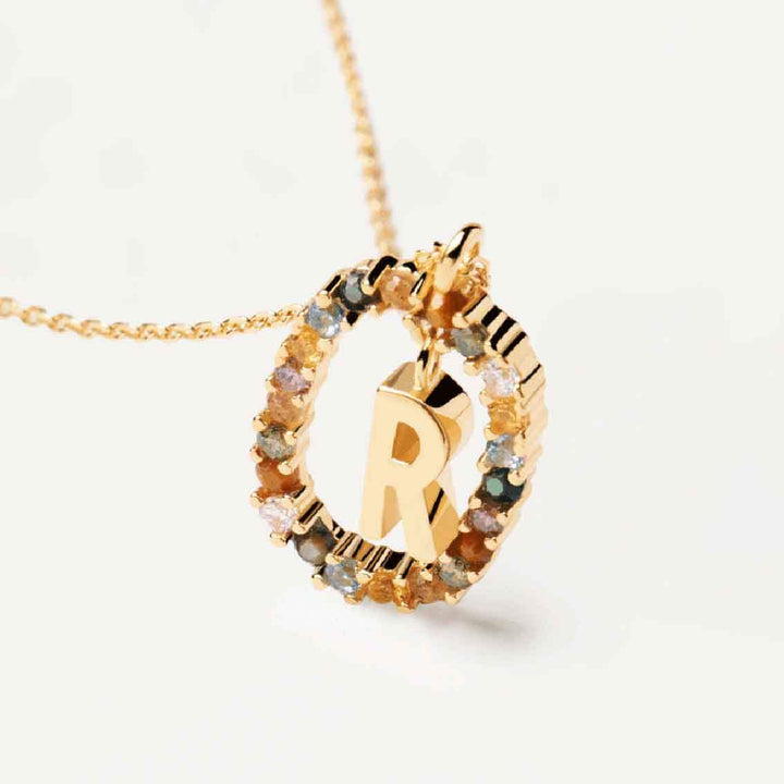 Halskette R Buchstabe, Sterlingsilber vergoldet - My Fine Jewellery