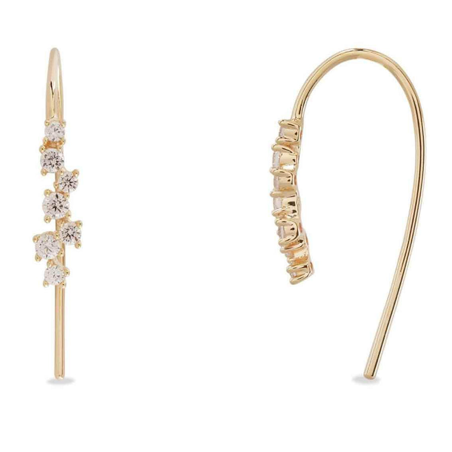 Vilmas Champagne Ohranhänger "Sparkle Row" – Sterling Silber gelb vergoldet Zirkonia weiß - My Fine Jewellery