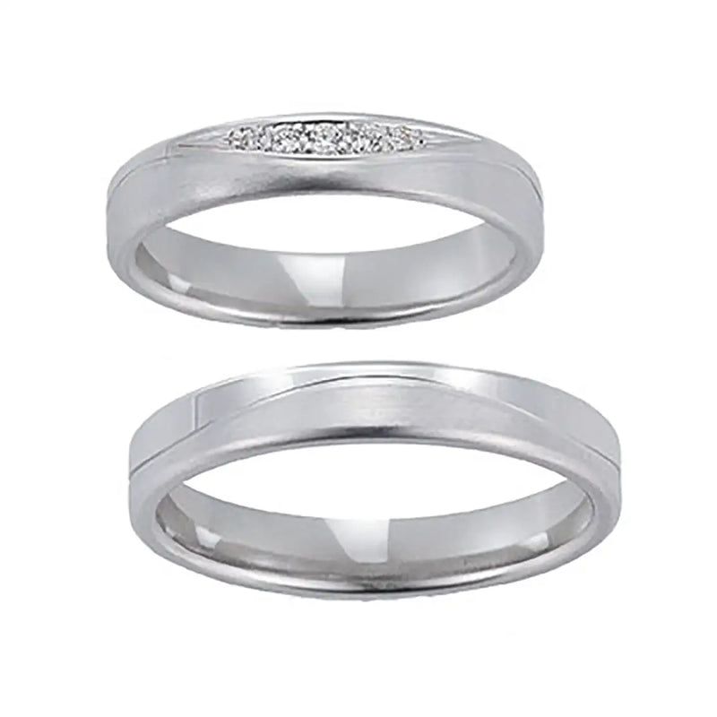 Eheringe Set, Weißgold, 4 mm, Brillanten